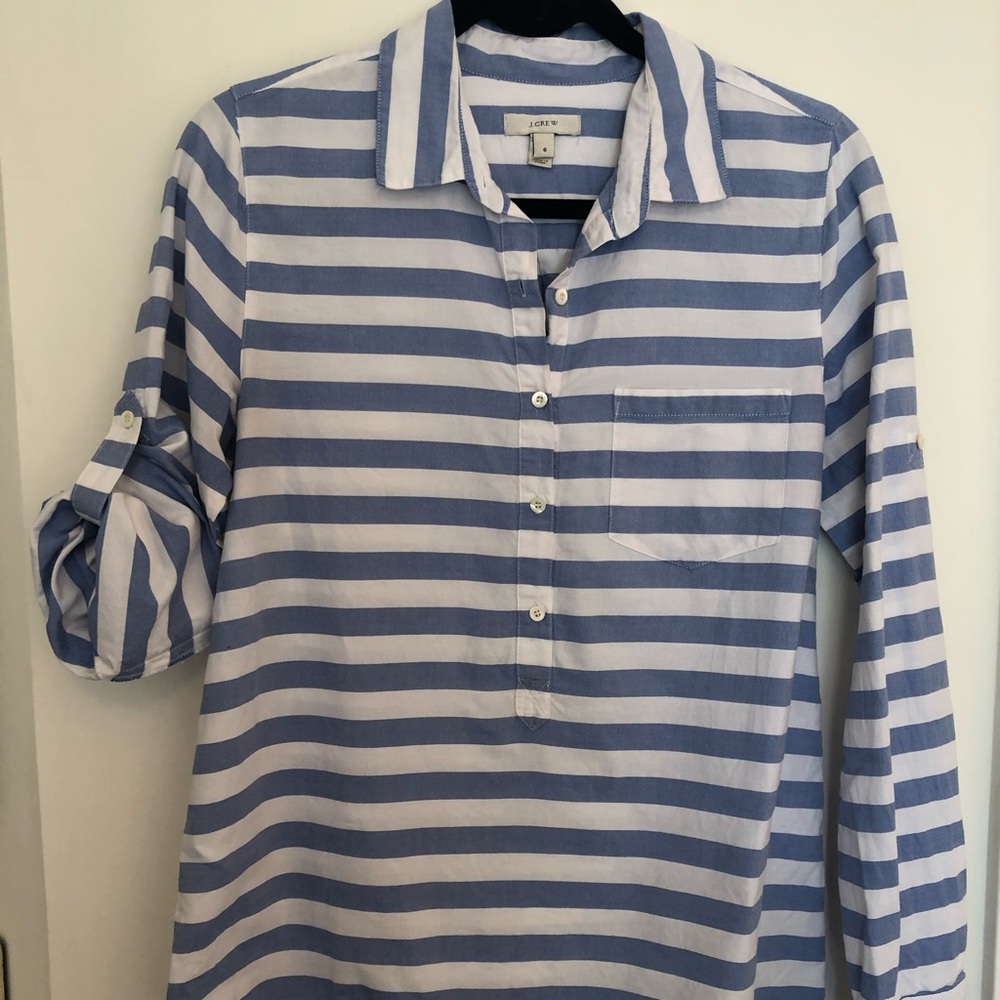 J. Crew Blue and White Striped Button-down size 6